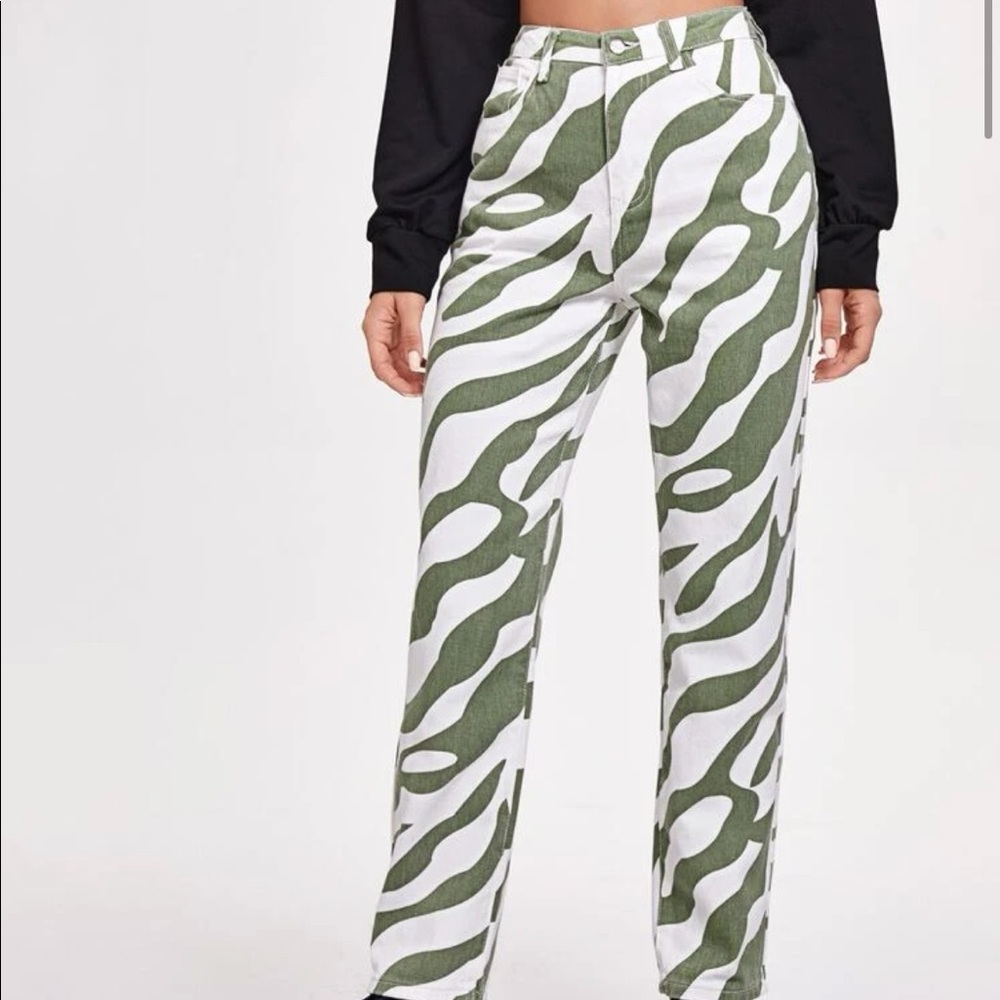 SHEIN zebra print jeans